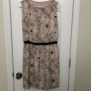 LOFT cream floral print dress with elastic waist